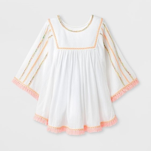 Cat & Jack Other - New CAT & JACK Boho White Fringe Poncho Top NWOT